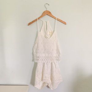 South Moon Under Lace Eyelet Romper in White
